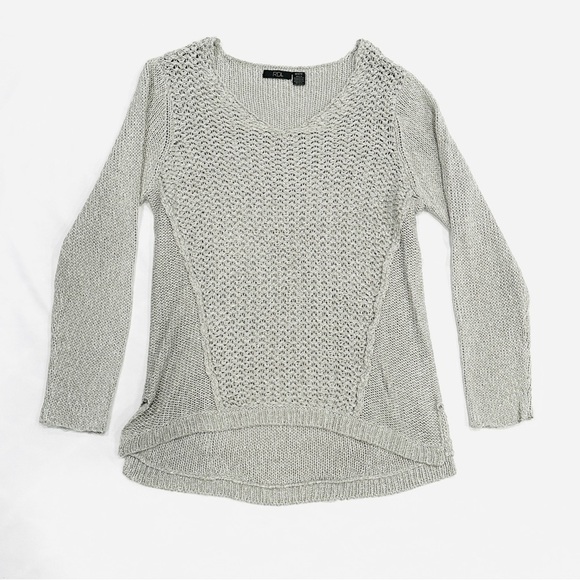 NWOT RDI Grey Multi Weave High Low Sweater - Picture 1 of 5